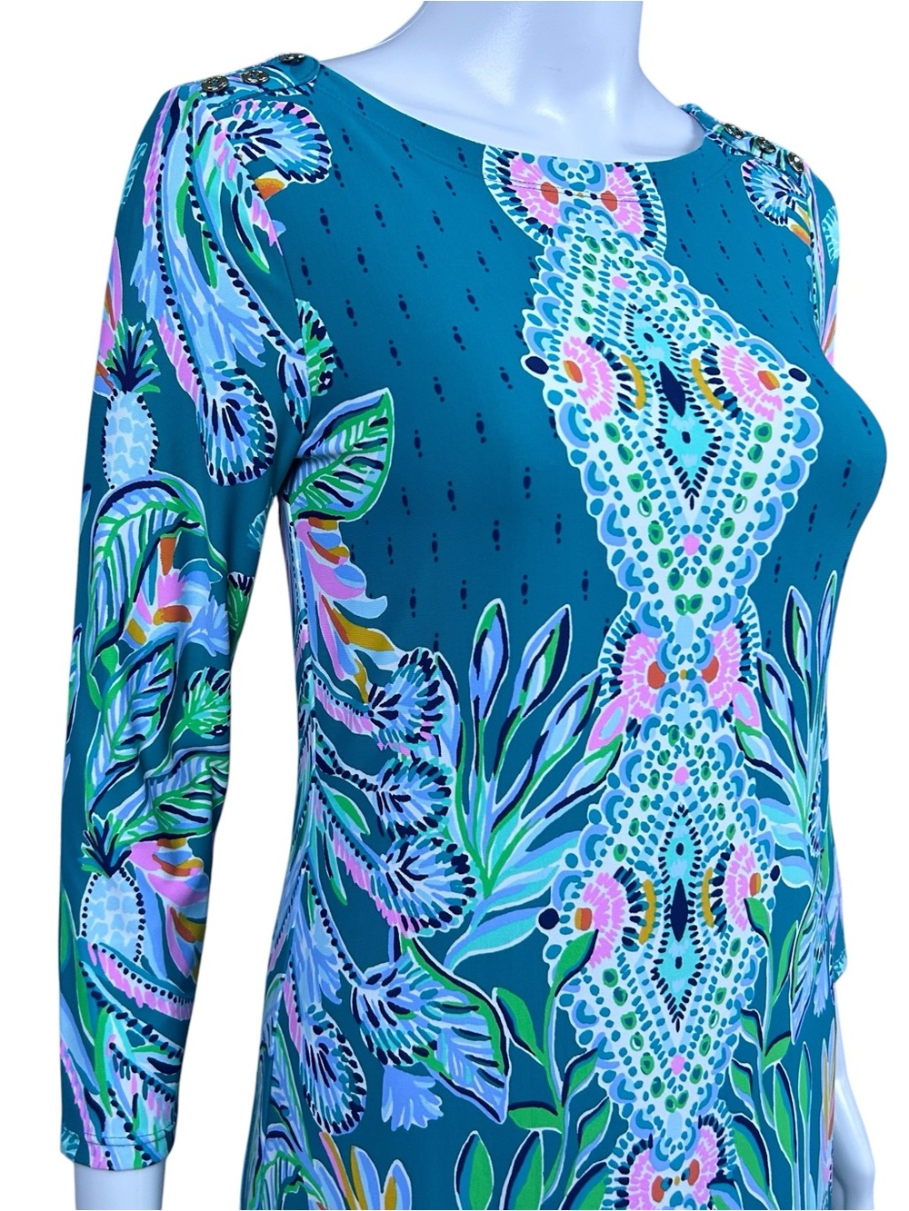 Lilly Pulitzer Seralina Maxi Dress XS Rain Forest UPF 50 Slit Stretch Resort - Picture 3 of 16